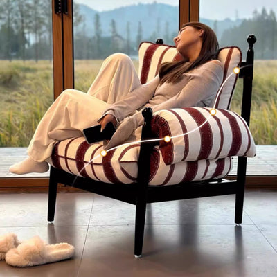 Contemporary Retro Square Rectangular Rubberwood Velvet Accent Chair Backrest Armrest For Living Room