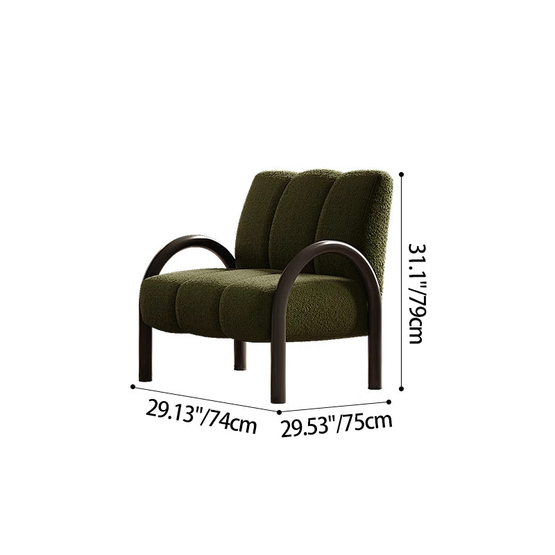 Contemporary Nordic Square Rectangular Pine Wood Carbon Steel Chenille Fabric Accent Chair Backrest Armrest For Living Room