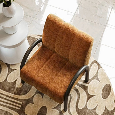 Contemporary Nordic Square Rectangular Pine Wood Carbon Steel Chenille Fabric Accent Chair Backrest Armrest For Living Room