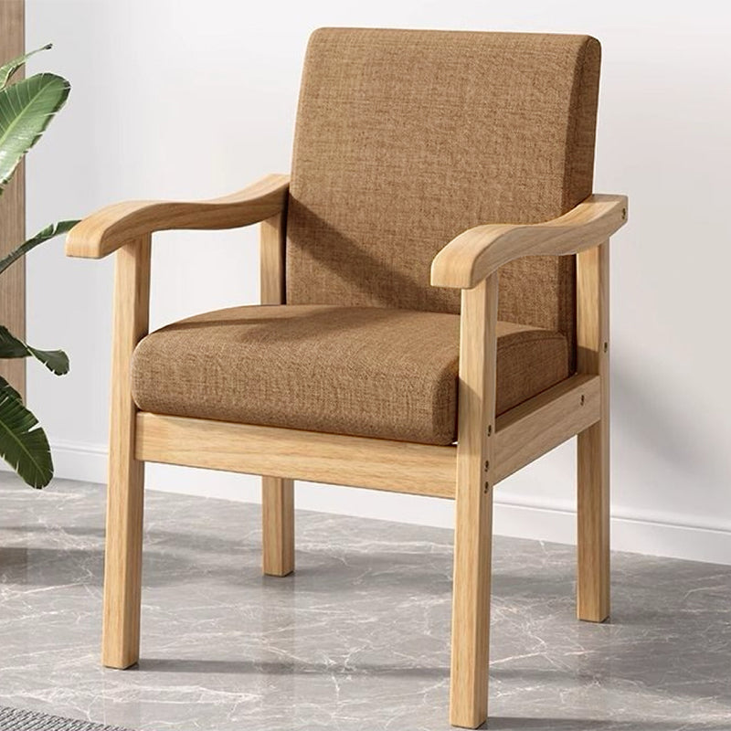 Modern Minimalist Square Rectangular Rubberwood Cotton-linen Desk Chair Backrest Armrest For Home Office