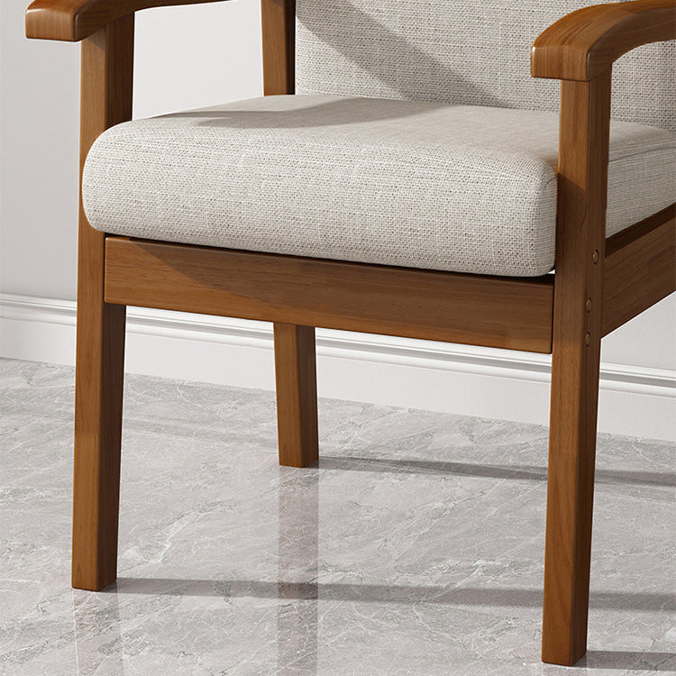 Modern Minimalist Square Rectangular Rubberwood Cotton-linen Desk Chair Backrest Armrest For Home Office