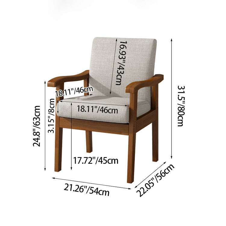 Modern Minimalist Square Rectangular Rubberwood Cotton-linen Desk Chair Backrest Armrest For Home Office