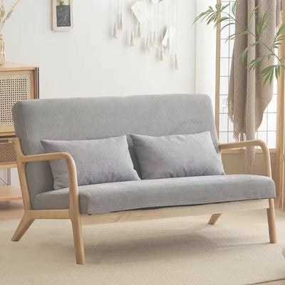 Contemporary Nordic Square Rectangular Rubberwood Cotton-linen Sofa & Table Set For Living Room