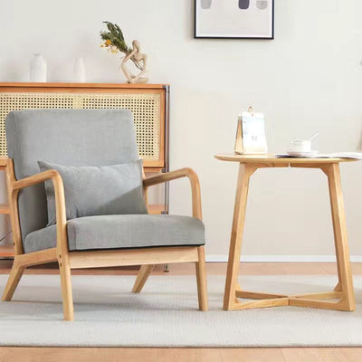 Contemporary Nordic Square Rectangular Rubberwood Cotton-linen Sofa & Table Set For Living Room