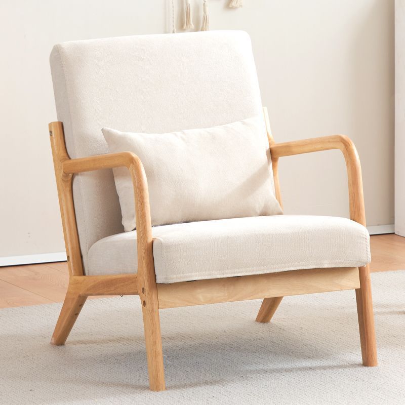 Contemporary Nordic Square Rectangular Rubberwood Cotton-linen Sofa & Table Set For Living Room