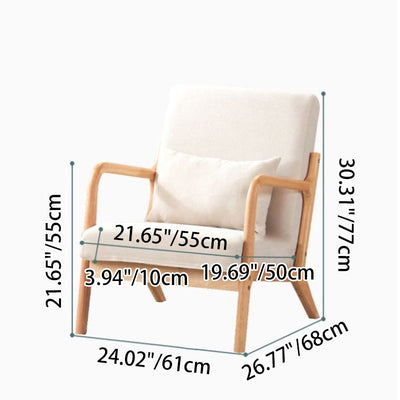 Contemporary Nordic Square Rectangular Rubberwood Cotton-linen Sofa & Table Set For Living Room