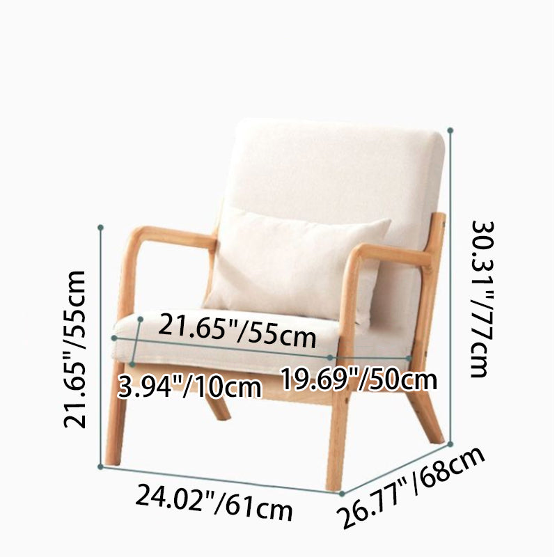 Contemporary Nordic Square Rectangular Rubberwood Cotton-linen Sofa & Table Set For Living Room