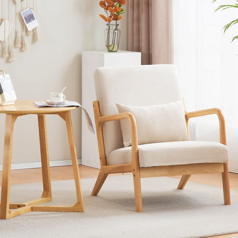 Zeitgenössisches nordisches quadratisch-rechteckiges Sofa- und Tischset aus Gummibaumholz und Baumwoll-Leinen für das Wohnzimmer 