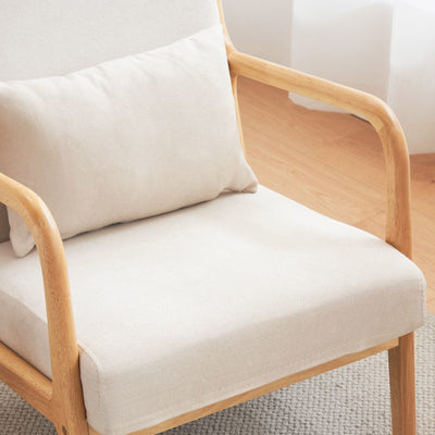 Contemporary Nordic Square Rectangular Rubberwood Cotton-linen Sofa & Table Set For Living Room