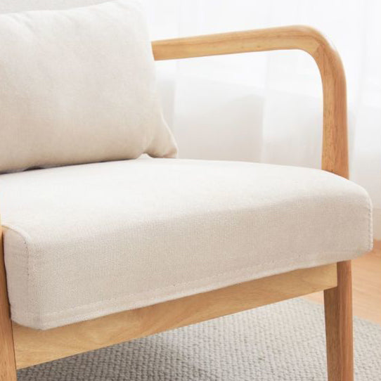 Contemporary Nordic Square Rectangular Rubberwood Cotton-linen Sofa & Table Set For Living Room