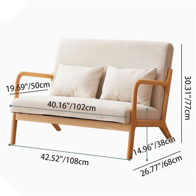 Contemporary Nordic Square Rectangular Rubberwood Cotton-linen Sofa & Table Set For Living Room