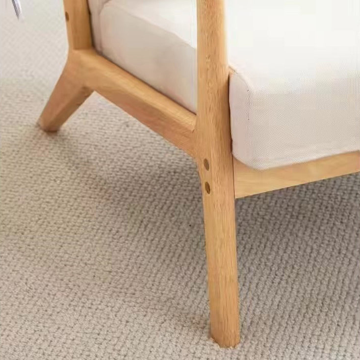 Contemporary Nordic Square Rectangular Rubberwood Cotton-linen Sofa & Table Set For Living Room