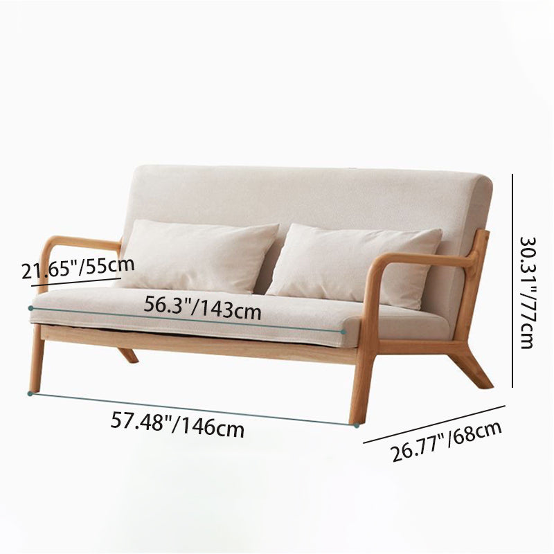 Contemporary Nordic Square Rectangular Rubberwood Cotton-linen Sofa & Table Set For Living Room