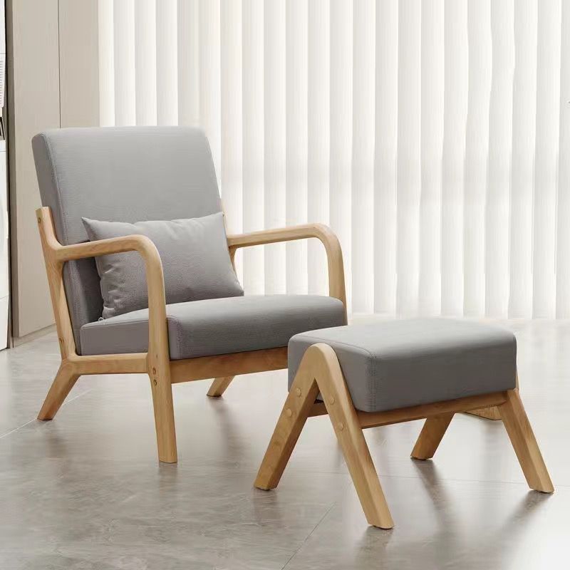 Contemporary Nordic Square Rectangular Rubberwood Cotton-linen Sofa & Table Set For Living Room