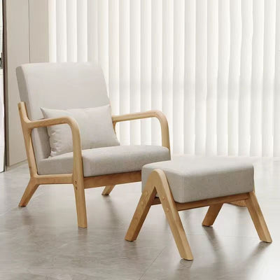 Contemporary Nordic Square Rectangular Rubberwood Cotton-linen Sofa & Table Set For Living Room