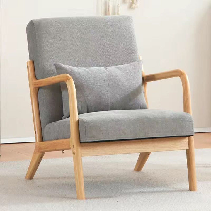 Zeitgenössisches nordisches quadratisch-rechteckiges Sofa- und Tischset aus Gummibaumholz und Baumwoll-Leinen für das Wohnzimmer 