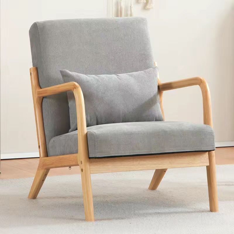 Contemporary Nordic Square Rectangular Rubberwood Cotton-linen Sofa & Table Set For Living Room