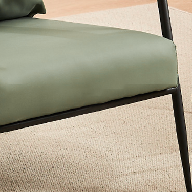 Modern Minimalist Square Rectangular Iron Rubberwood Pine Plywood Cat Scratch Leather Removable Accent Chair Backrest Armrest For Living Room