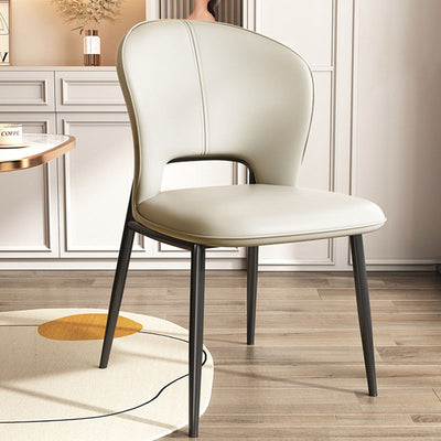 Modern Luxury Square Rectangular Cat Scratch Leather Steel Pipe Dining Chair Backrest Armless For Dining Room & Kitchen