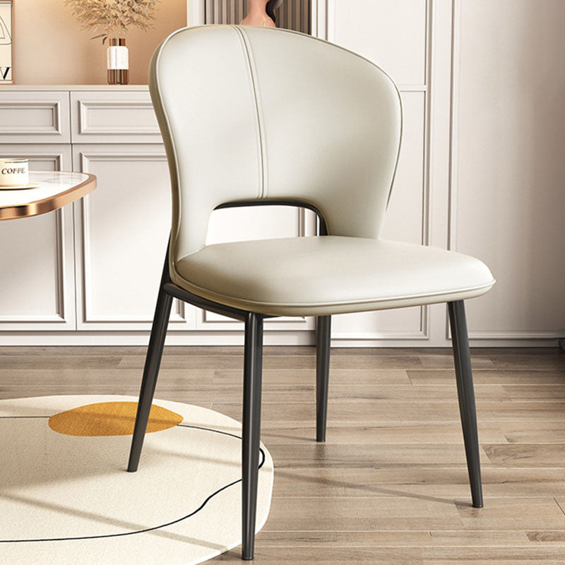 Modern Luxury Square Rectangular Cat Scratch Leather Steel Pipe Dining Chair Backrest Armless For Dining Room & Kitchen