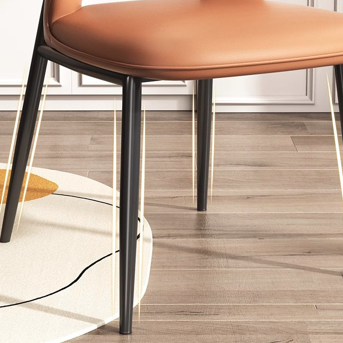 Modern Luxury Square Rectangular Cat Scratch Leather Steel Pipe Dining Chair Backrest Armless For Dining Room & Kitchen