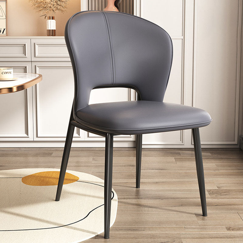 Modern Luxury Square Rectangular Cat Scratch Leather Steel Pipe Dining Chair Backrest Armless For Dining Room & Kitchen