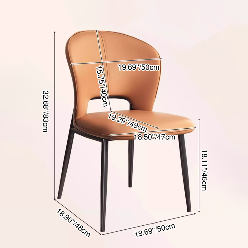 Modern Luxury Square Rectangular Cat Scratch Leather Steel Pipe Dining Chair Backrest Armless For Dining Room & Kitchen
