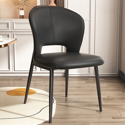 Modern Luxury Square Rectangular Cat Scratch Leather Steel Pipe Dining Chair Backrest Armless For Dining Room & Kitchen