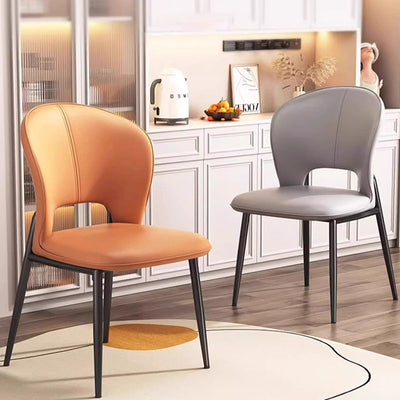 Modern Luxury Square Rectangular Cat Scratch Leather Steel Pipe Dining Chair Backrest Armless For Dining Room & Kitchen