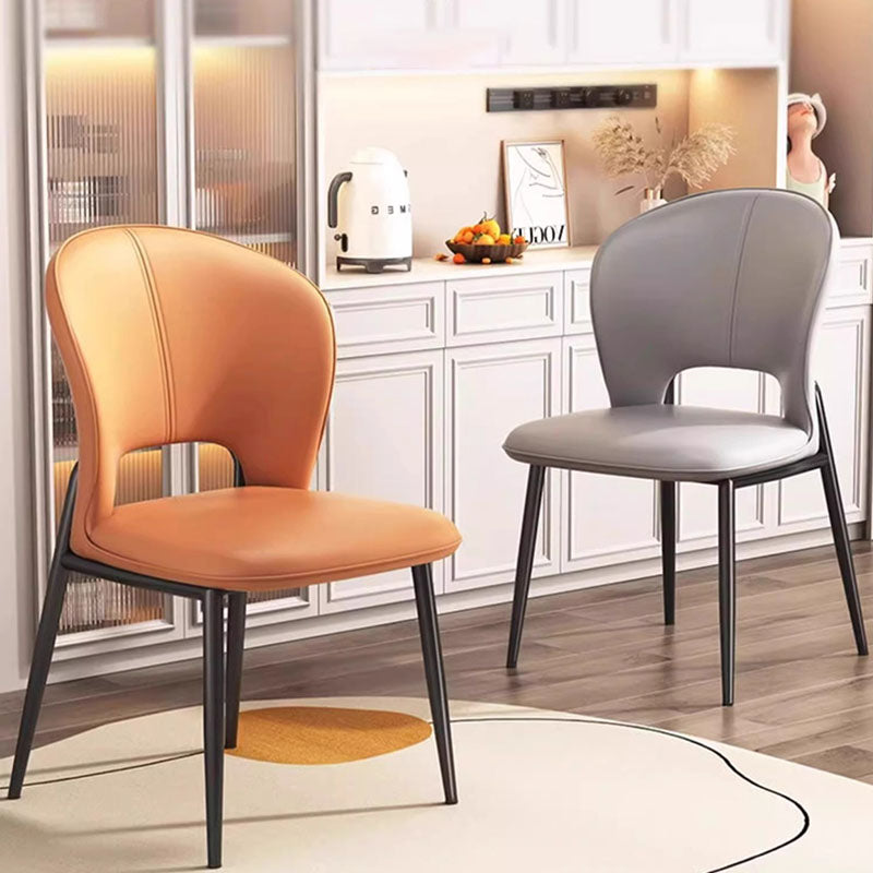 Modern Luxury Square Rectangular Cat Scratch Leather Steel Pipe Dining Chair Backrest Armless For Dining Room & Kitchen