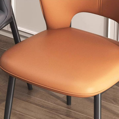 Modern Luxury Square Rectangular Cat Scratch Leather Steel Pipe Dining Chair Backrest Armless For Dining Room & Kitchen