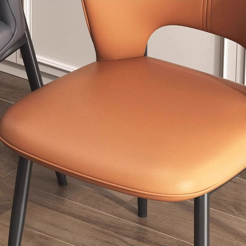 Modern Luxury Square Rectangular Cat Scratch Leather Steel Pipe Dining Chair Backrest Armless For Dining Room & Kitchen