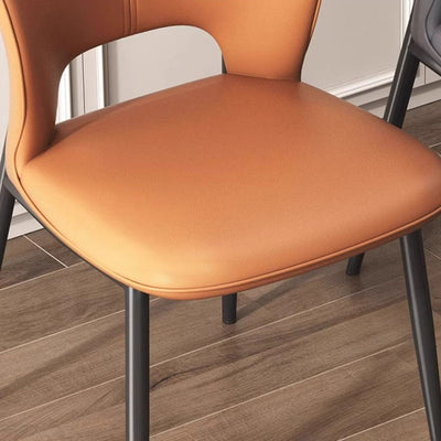 Modern Luxury Square Rectangular Cat Scratch Leather Steel Pipe Dining Chair Backrest Armless For Dining Room & Kitchen