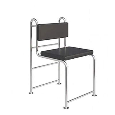 Modern Minimalist Square Rectangular Faux Leather Stainless Steel Dining Chair Backrest Armless For Dining Room & Kitchen