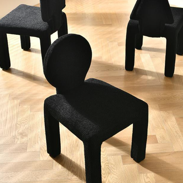 Modern Minimalist Square Rectangular Round Trapezoid Teddy Fleece Solid Wood Plywood Dining Chair Backrest Armless For Dining Room & Kitchen
