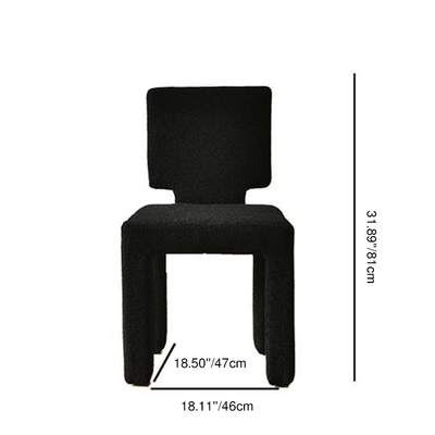 Modern Minimalist Square Rectangular Round Trapezoid Teddy Fleece Solid Wood Plywood Dining Chair Backrest Armless For Dining Room & Kitchen