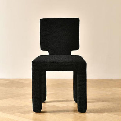 Modern Minimalist Square Rectangular Round Trapezoid Teddy Fleece Solid Wood Plywood Dining Chair Backrest Armless For Dining Room & Kitchen