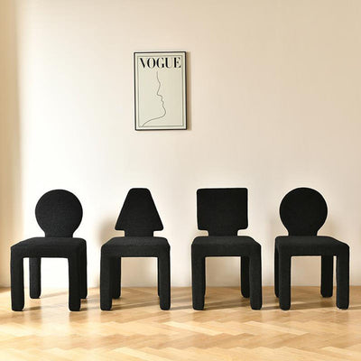 Modern Minimalist Square Rectangular Round Trapezoid Teddy Fleece Solid Wood Plywood Dining Chair Backrest Armless For Dining Room & Kitchen