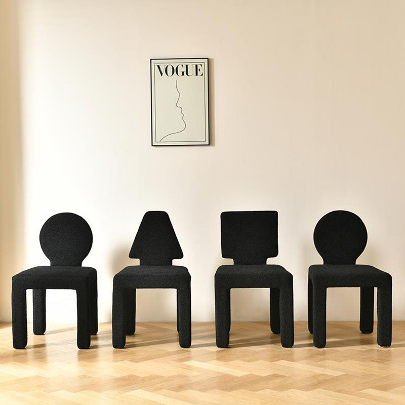 Modern Minimalist Square Rectangular Round Trapezoid Teddy Fleece Solid Wood Plywood Dining Chair Backrest Armless For Dining Room & Kitchen