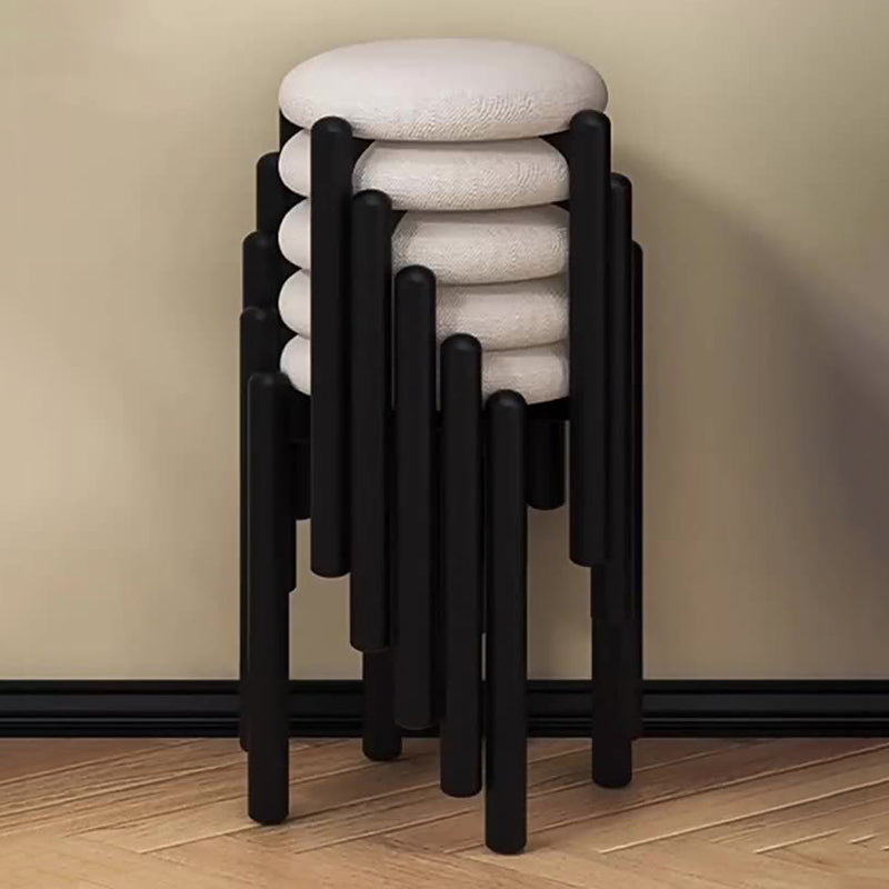 Modern Minimalist Round Carbon Steel Velvet Low Stool For Living Room