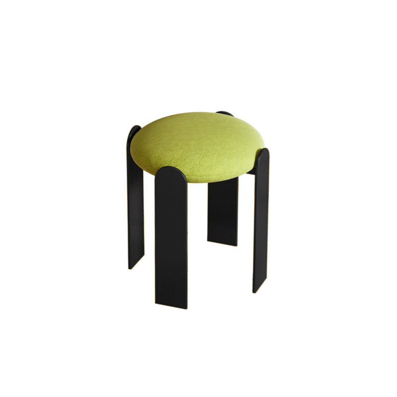 Modern Minimalist Round Carbon Steel Velvet Low Stool For Living Room