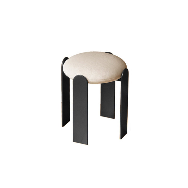 Modern Minimalist Round Carbon Steel Velvet Low Stool For Living Room
