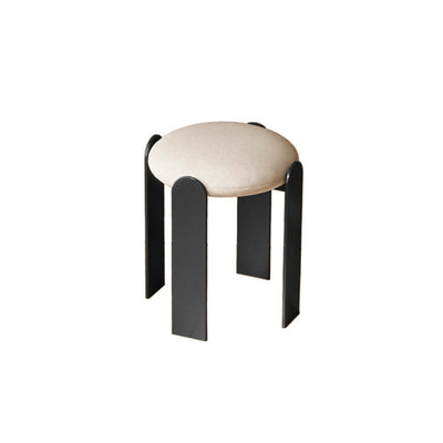 Modern Minimalist Round Carbon Steel Velvet Low Stool For Living Room