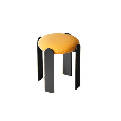 Modern Minimalist Round Carbon Steel Velvet Low Stool For Living Room