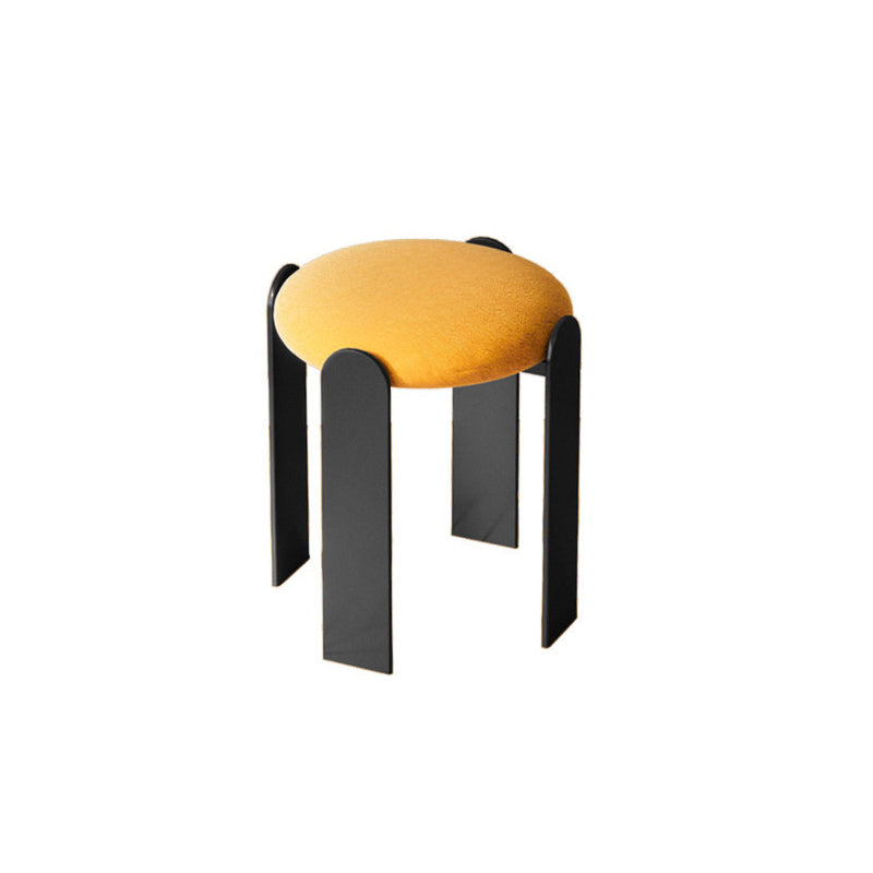 Modern Minimalist Round Carbon Steel Velvet Low Stool For Living Room