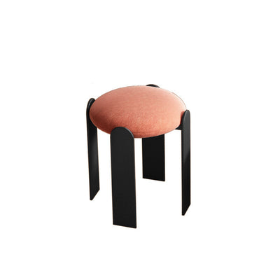 Modern Minimalist Round Carbon Steel Velvet Low Stool For Living Room