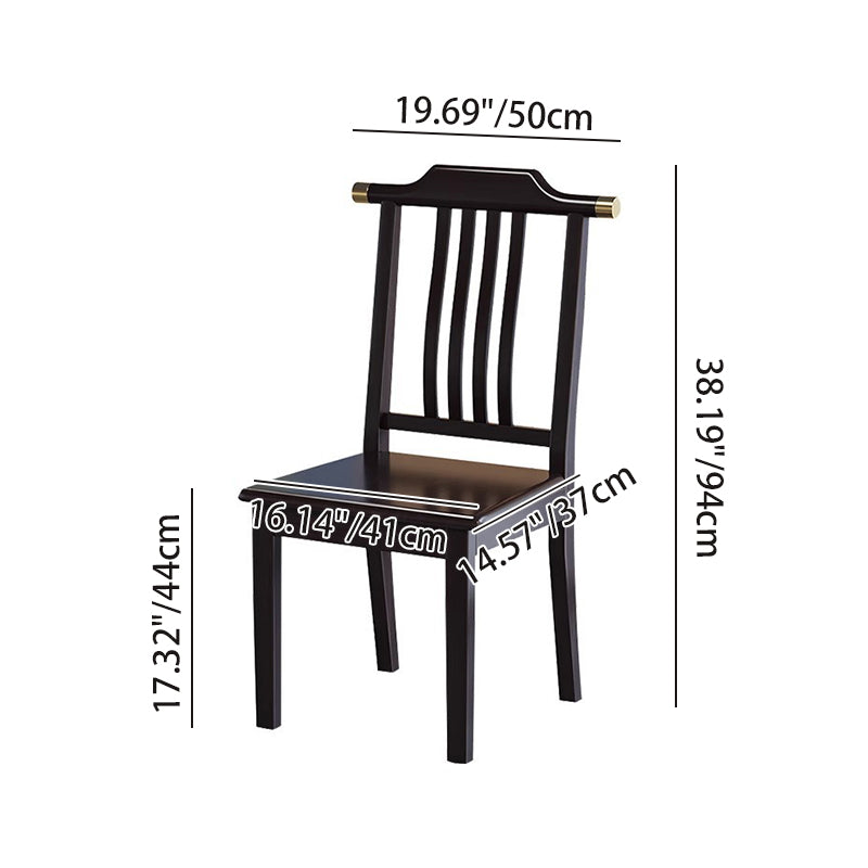 Traditional Chinese Square Rectangular Solid Wood Dining Chair Backrest Armless For Dining Room &amp; Kitchen
