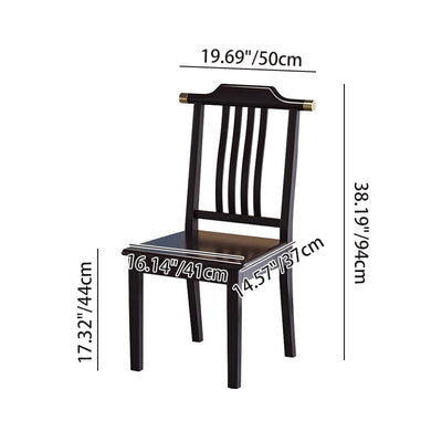 Traditional Chinese Square Rectangular Solid Wood Dining Chair Backrest Armless For Dining Room & Kitchen