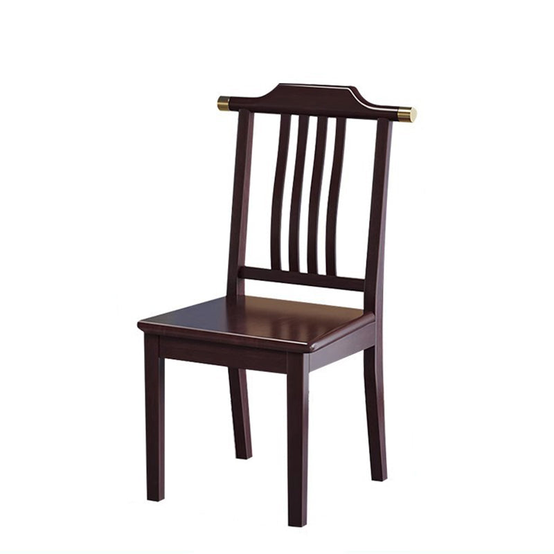 Traditional Chinese Square Rectangular Solid Wood Dining Chair Backrest Armless For Dining Room & Kitchen