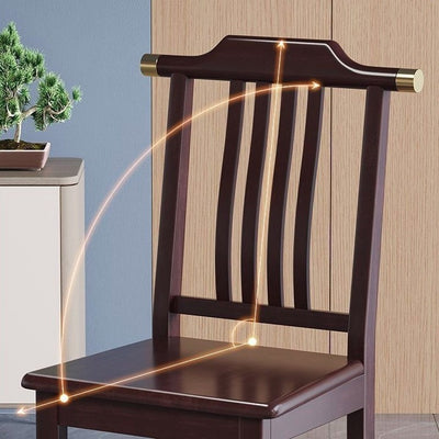 Traditional Chinese Square Rectangular Solid Wood Dining Chair Backrest Armless For Dining Room & Kitchen